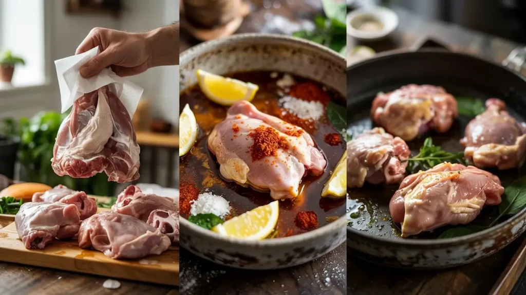 Step-by-step visuals showing how to clean, marinate, and cook chicken butt to achieve crispy, flavorful results using various cooking methods